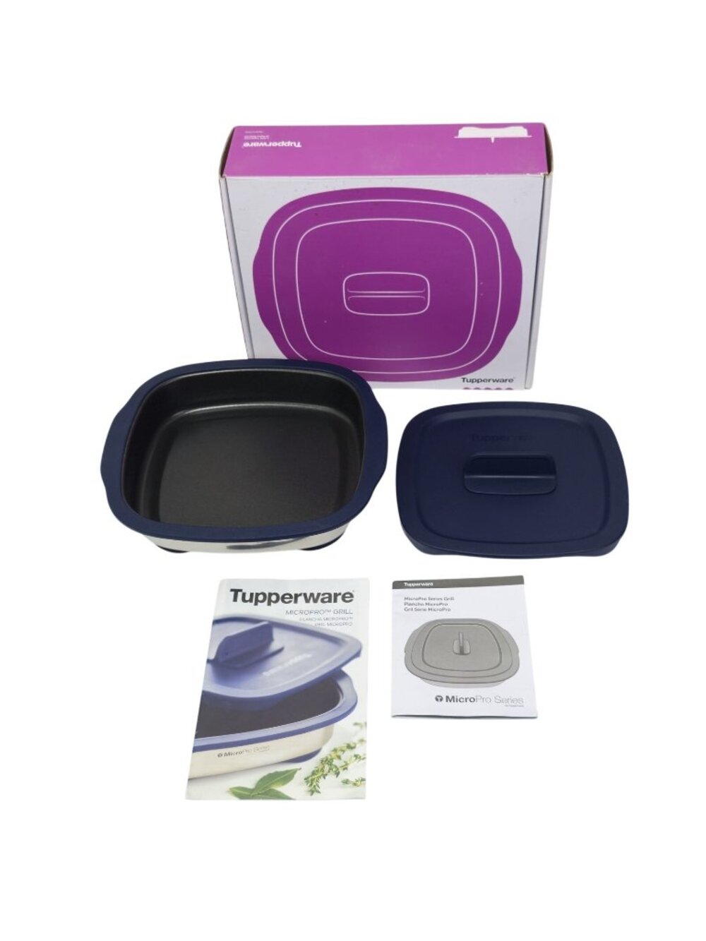 Tupperware MicroPro Series Microwave Grill in Chrome / Dark Blue